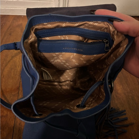 Navy Blue Leather Mini Backpack - Picture 4 of 5